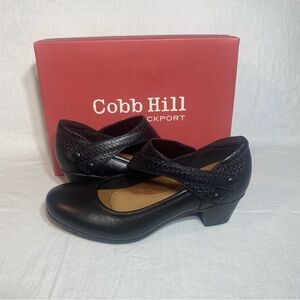 Cobb Hill by Rockport Kailyn Black Asymmetrical Mary Jane Leather Shoes Size 10M